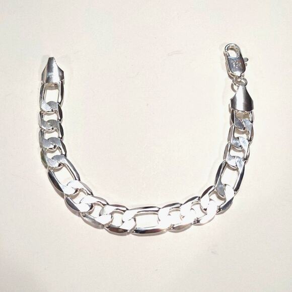 925 Silver Plated Bracelet Sterling Figaro Christmas Birthday Valentine Gift NEW
